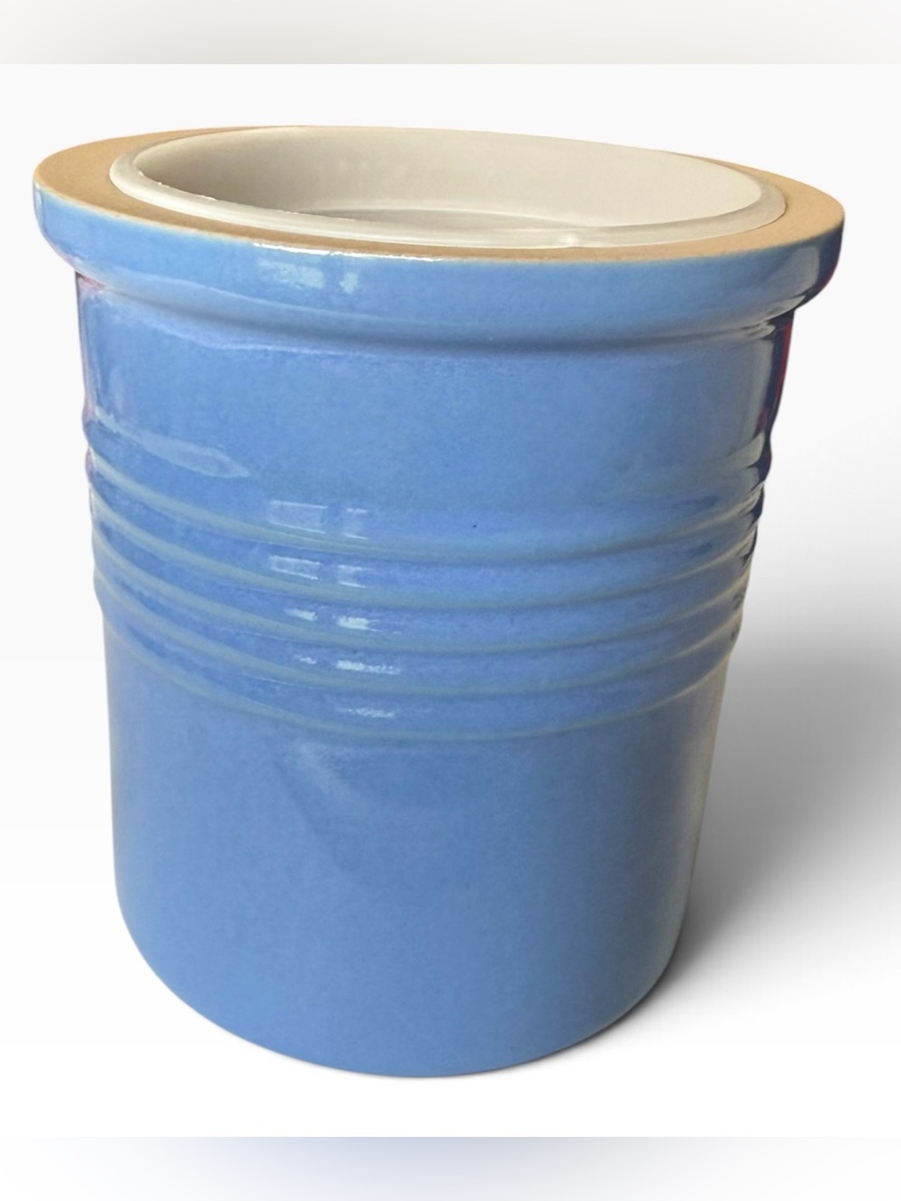 Pampered Chef Blue Stoneware Utensil Crock With Removable Liner USA - Picture 2 of 7
